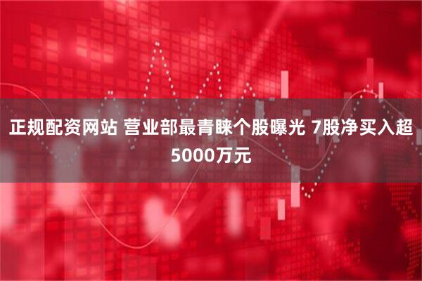 正规配资网站 营业部最青睐个股曝光 7股净买入超5000万元